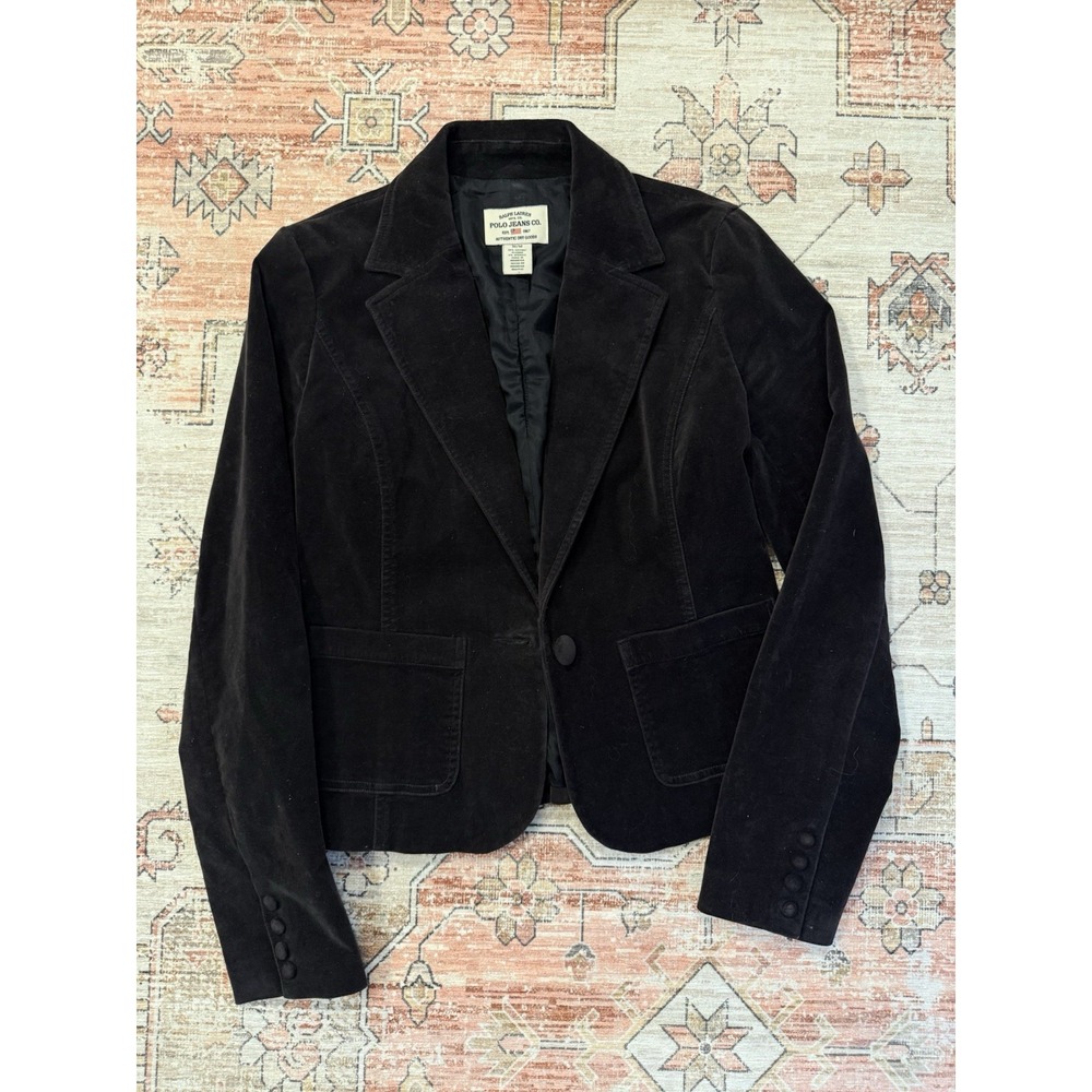 Vintage Polo Ralph Lauren Velvet Sport Blazer M Whimsigoth Vamp Single Button